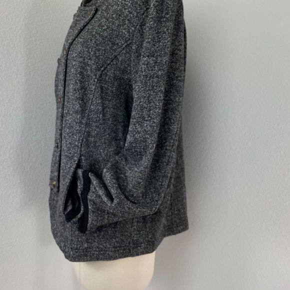 Y2K Tommy Hilfiger Heather Gray Military Knit Jacket XL Open Steampunk Goth Punk - Picture 6 of 12